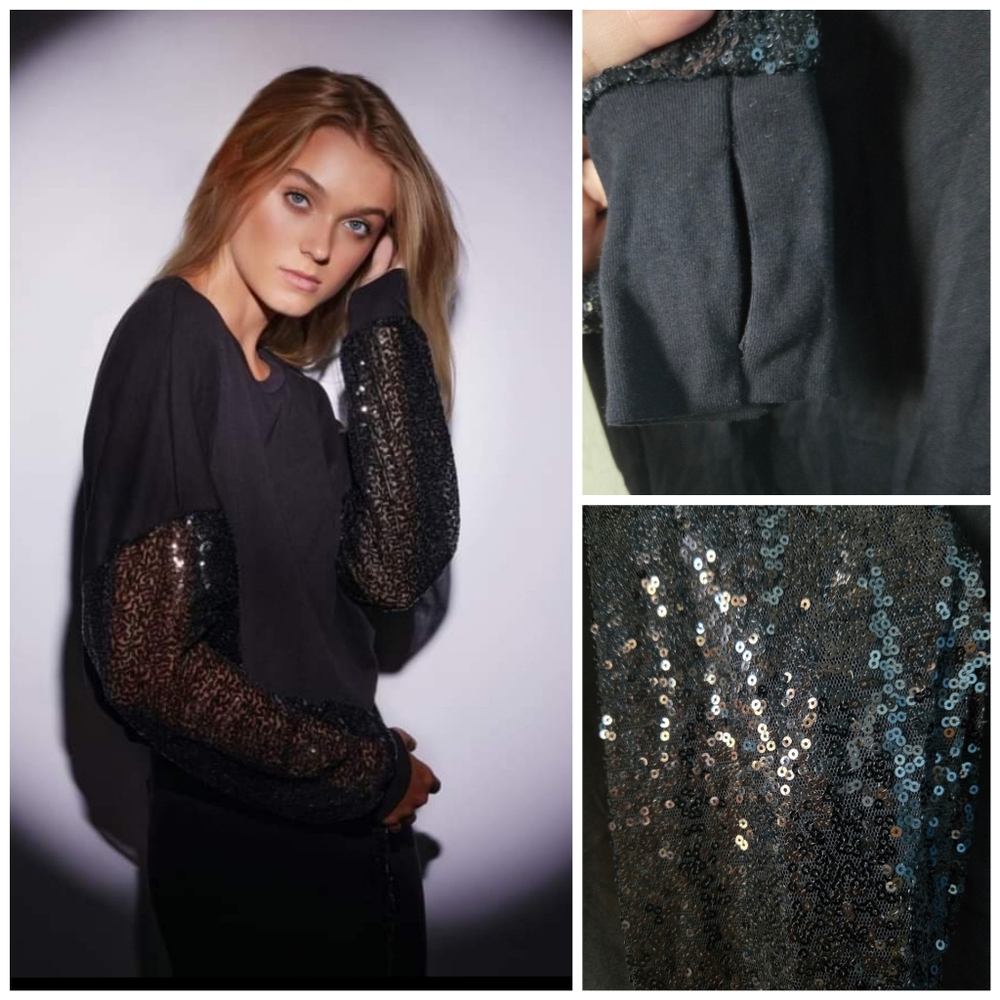 Michael Lauren Sequin top with thumbholes